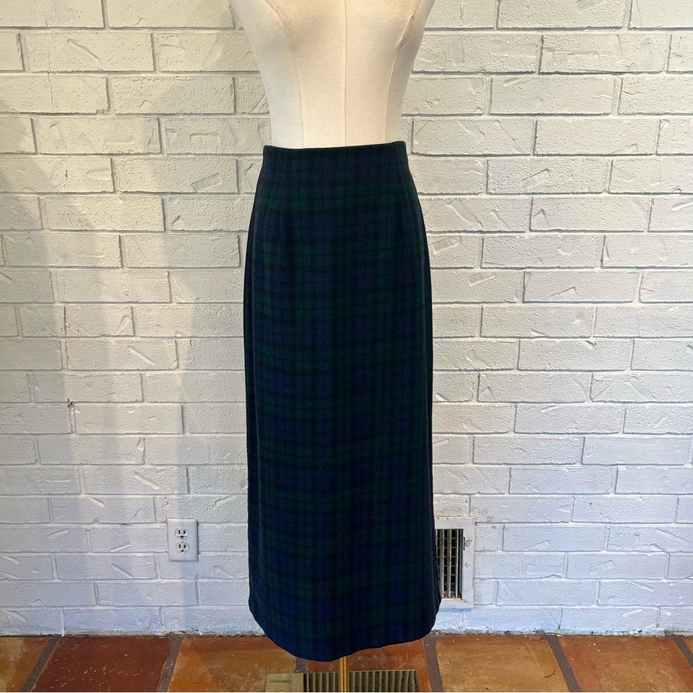 Vintage 90s Paul Harris Design Green Blue Tartan Plaid Skirt womens 6